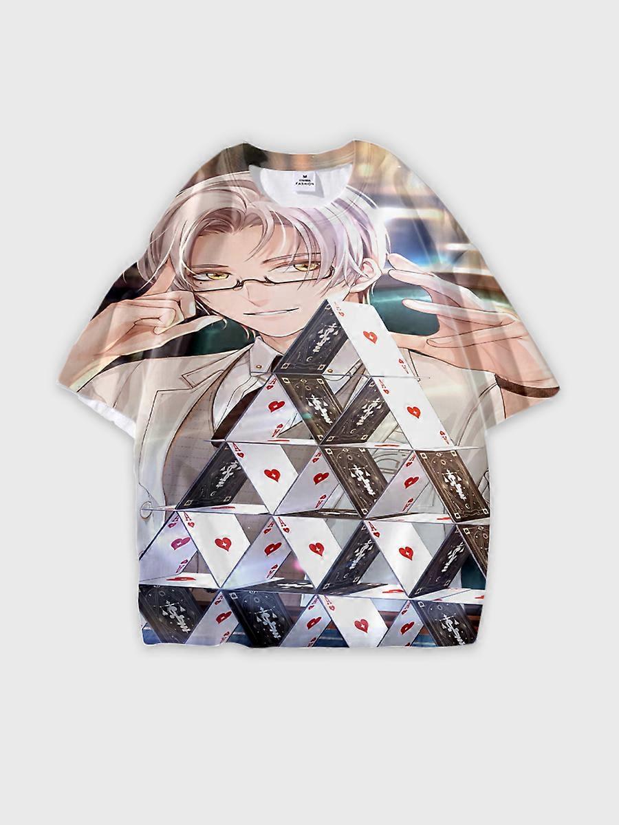 T-shirt round neck Role Pattern loose short sleeve E801