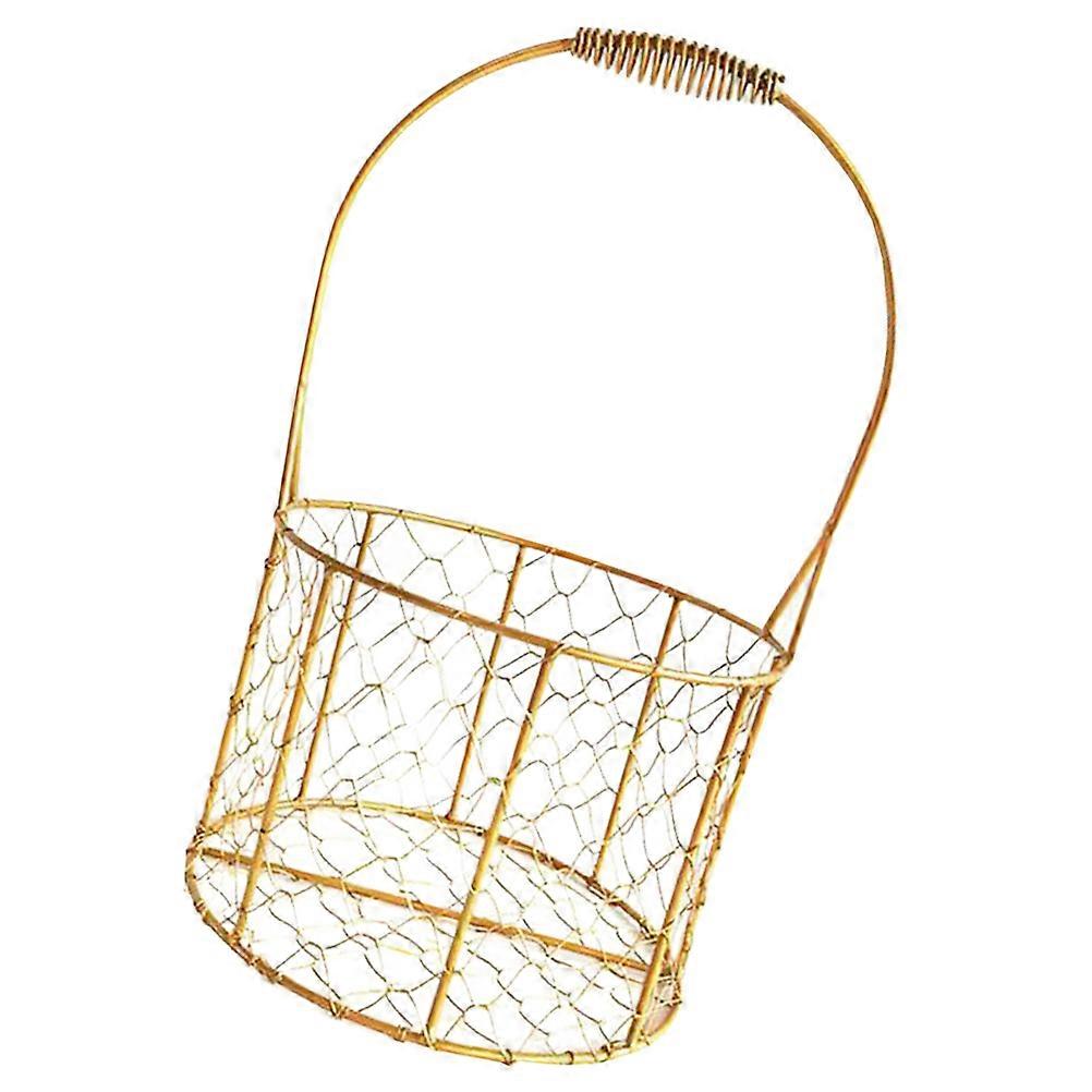 FRCOLOR 1 Set Flower Basket with Handle Round Fruits Basket Iron Wire Basket for Wedding Decoration