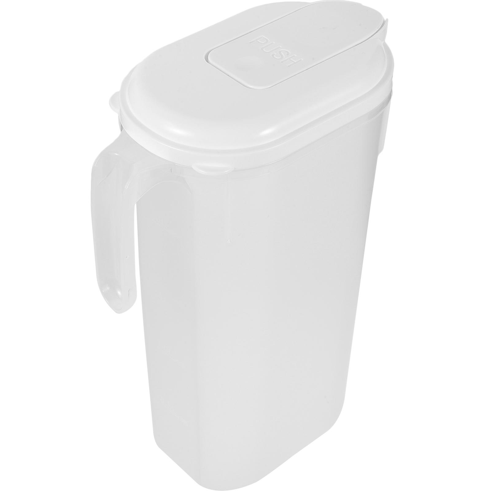 White Plastic Pitcher with Lid for Storage Large Capacity Suitable for Home and Office Use 70 oz