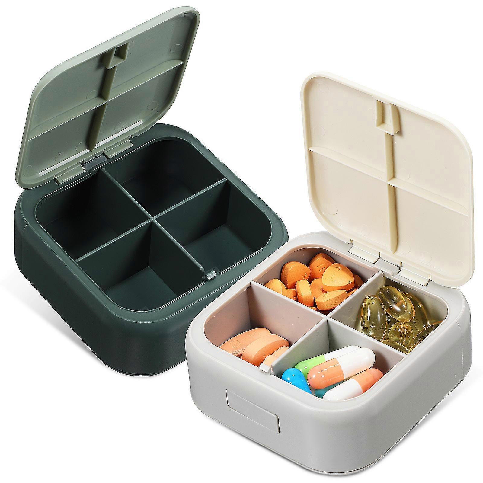 Compact Portable Pill Box with Tight Seal for Storage Travel Case Assorted Color 2 Pcs