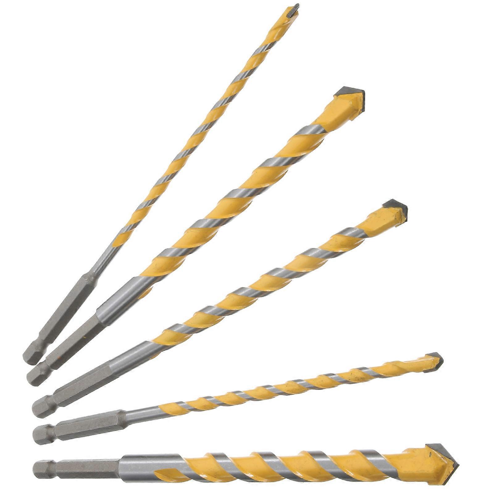 Concrete Drill Bit Assortment 1 Set For Homeowners 6.3X0.5X0.5In Yellow Hexagonal Handle For Safety 5Pcs
