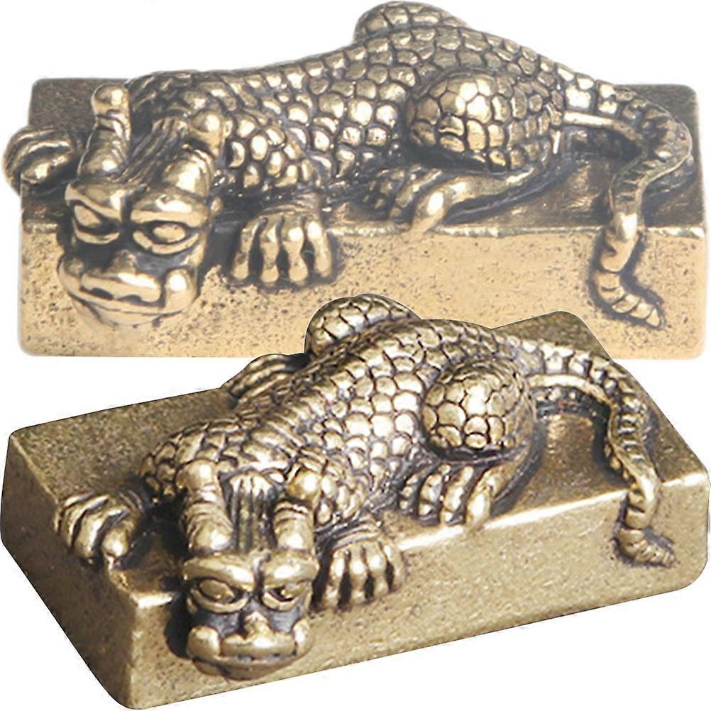 Lying Dragon Sculpture Copper Dragon Crafts Statue Retro Style For Indoor Decoration 2Pcs
