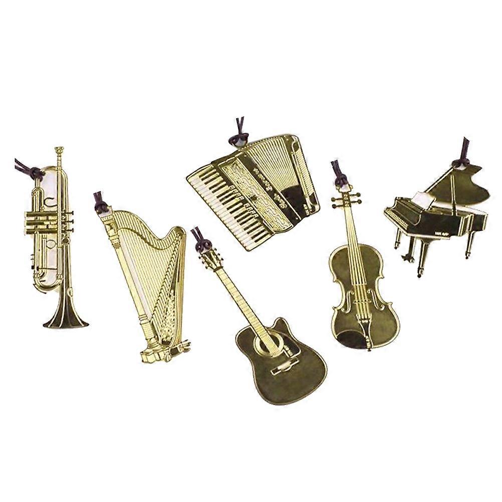 Musical Instrument Bookmarks Made of Premium Brass for Decorating Golden Color 6 Pieces Mixed Pattern