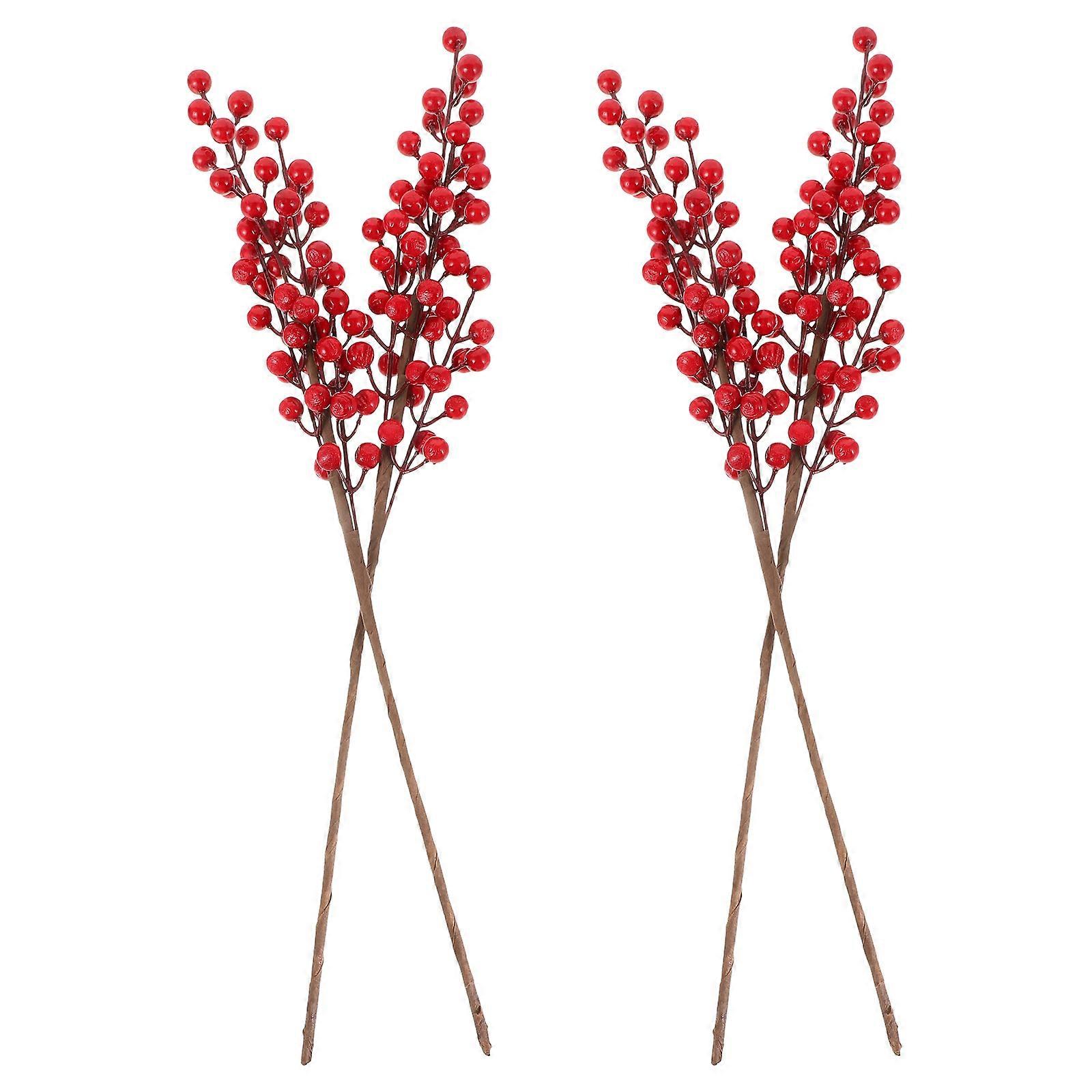 Christmas Berry Branch Decor for Flower Arrangement 4Pcs Red Foam Artificial