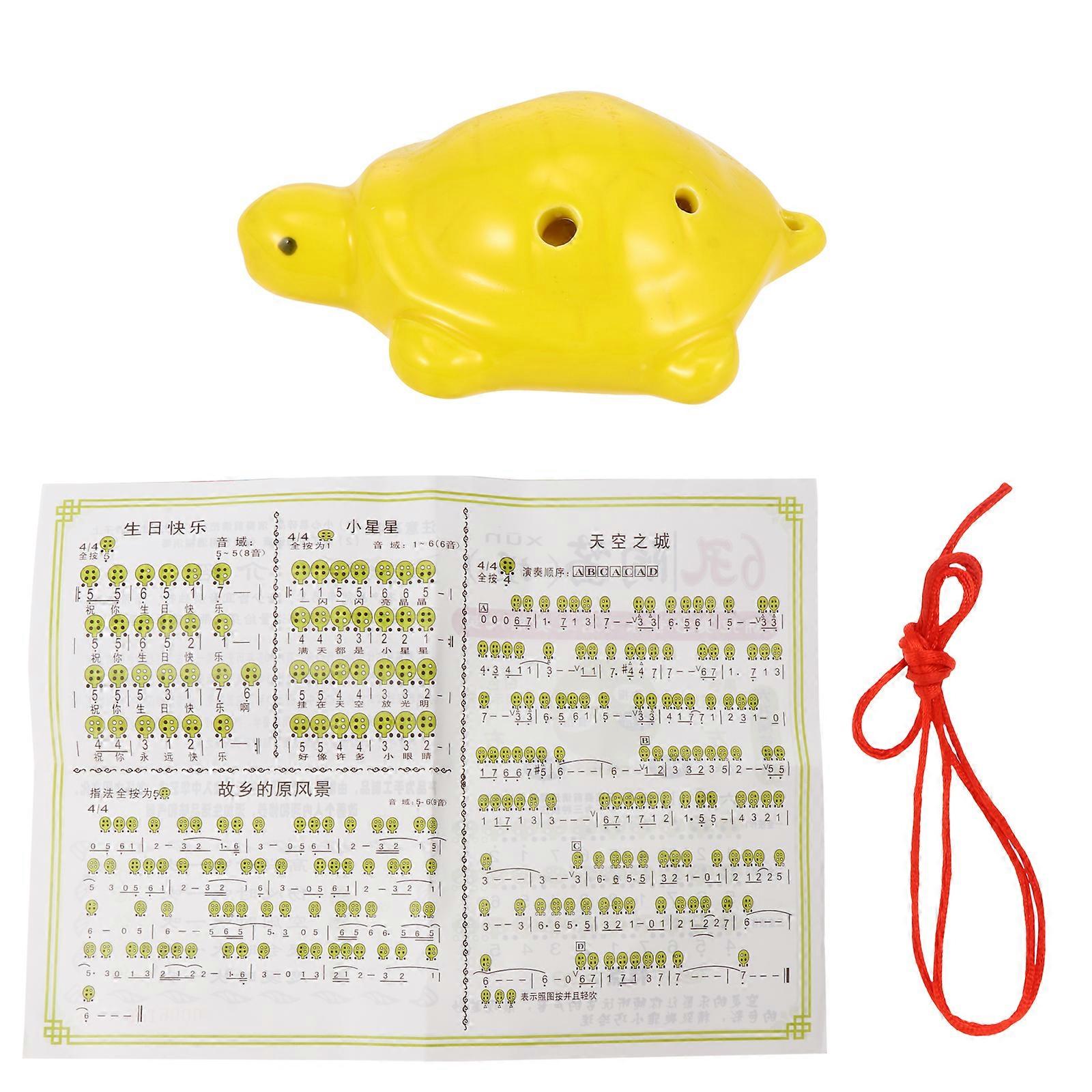 Yellow Ocarina Flute Made of Durable Synthetic Material with Accurate Tone Holes and Lanyard