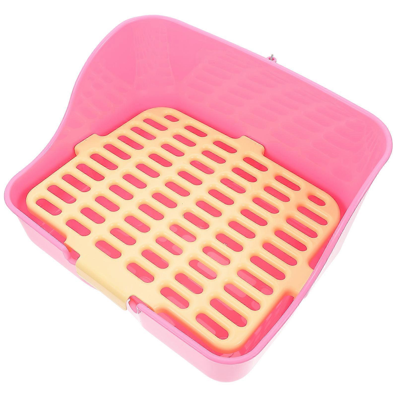 Durable Plastic Pet Toilet for Small Animals like Rabbit Guinea Pig in Pink Practical for Long-Time