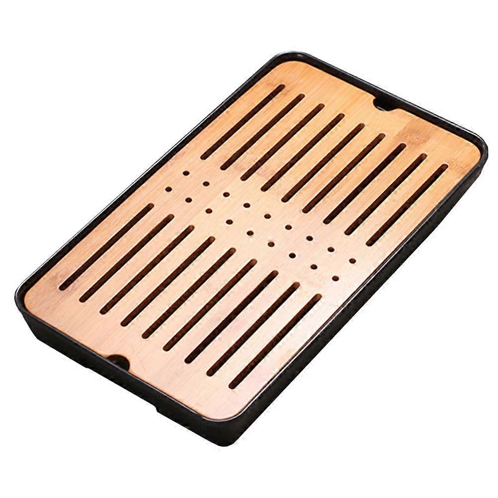 Black Melamine Kitchen Tray for Cup and Tea Drain with Detachable Double Layers for Easy Use