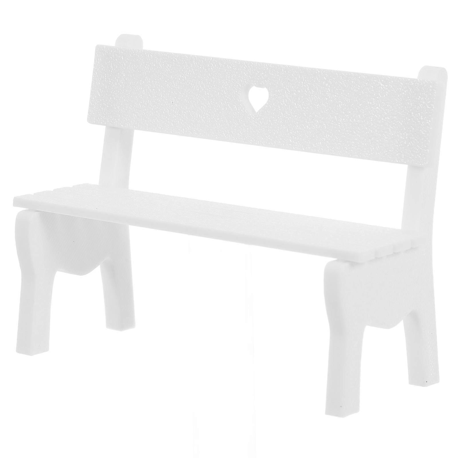 Durable White Mini Garden Bench for DIY Micro Landscaping – Fine Craftsmanship Functional Home Decor Miniature Park Bench for Dollhouses and Office