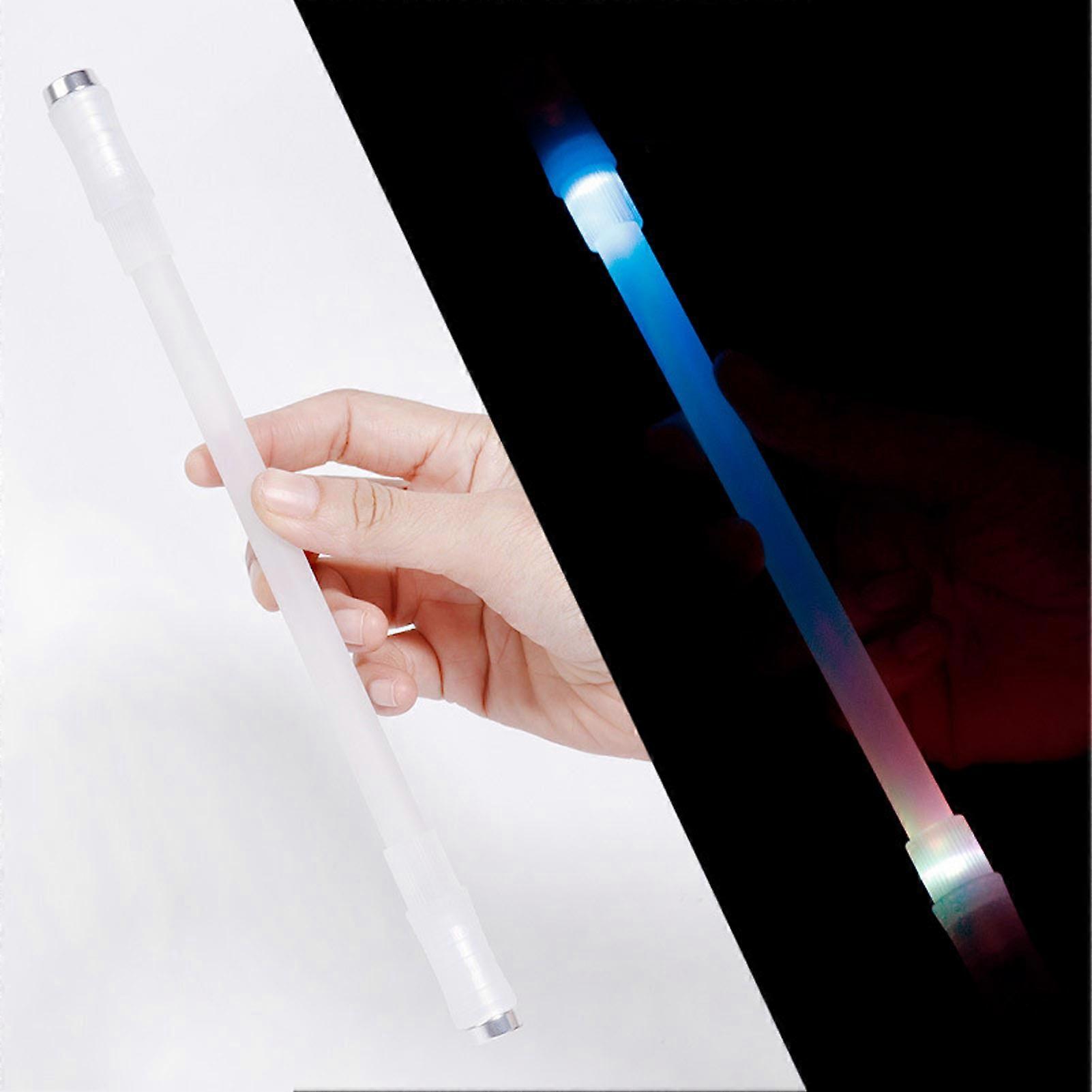 Rolling Finger Rotating Pen LED Flash Light Stress Relief Brain Training Illuminated Rotating Pen Silver 