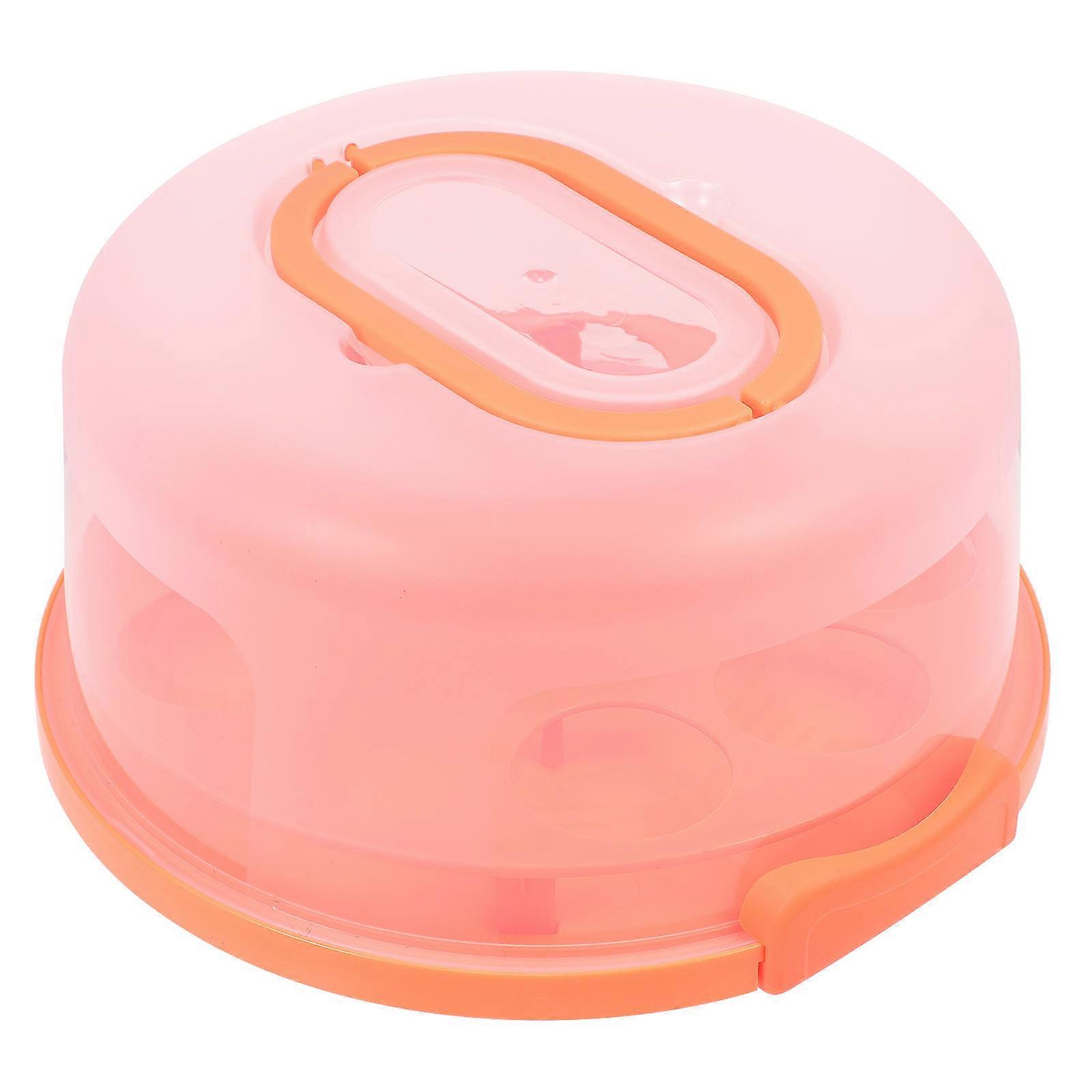 Square Portable Cake Box Designed For Cake Lovers With Locking Mechanism In Orange Plastic Material 11.9X11.9X6.1In 1 Set