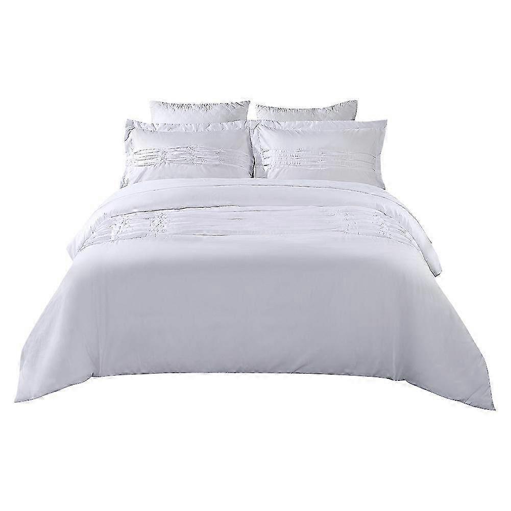 Modern Ruffle Polyester Bedding Set with Pillowcase & Duvet Cover - Stylish Gray King Size Bedspread for Home Decor