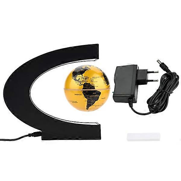Floating globe Magnetic levitation Rotating globe with colorful LED light (EU plug Golden)