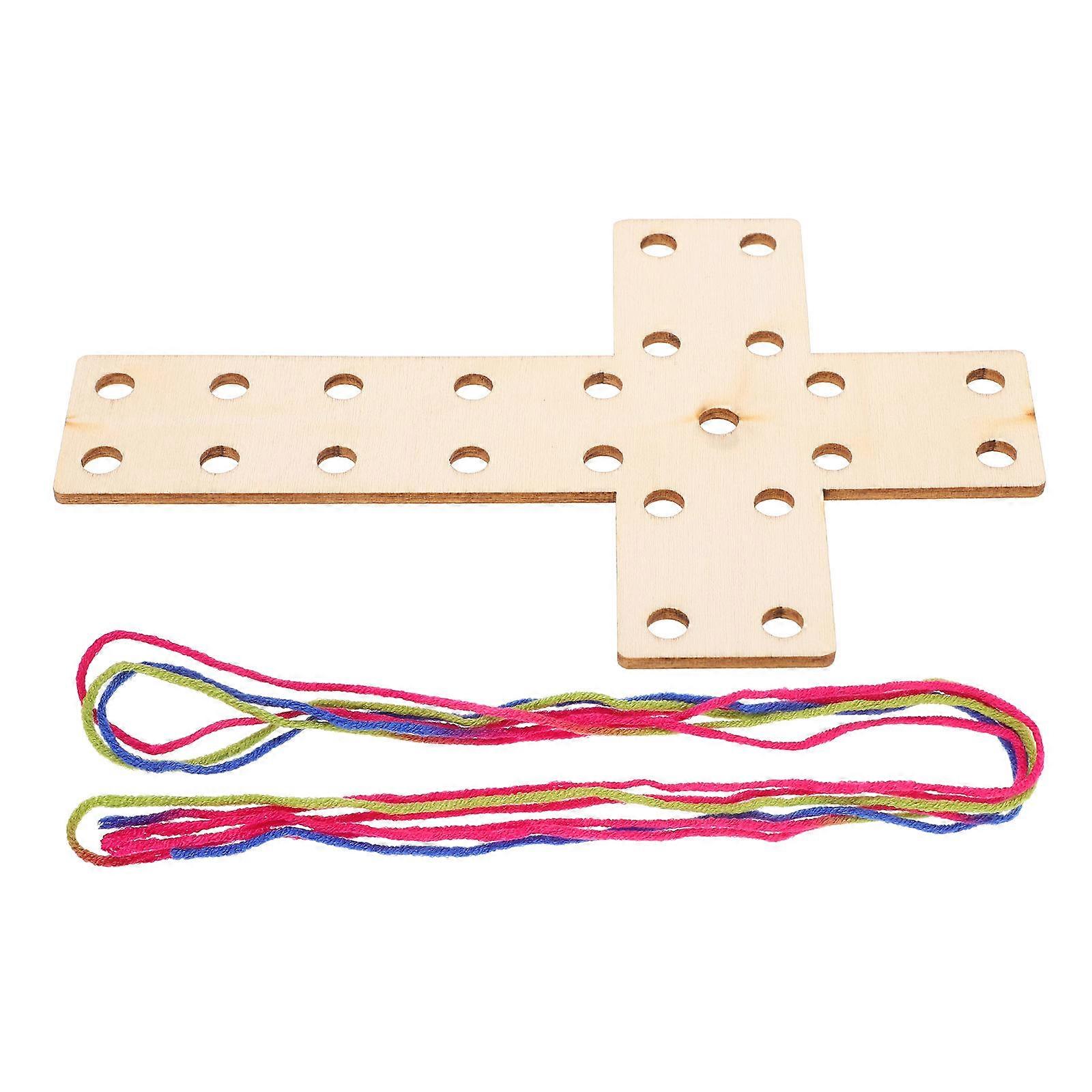 Wood Cross Weaving Craft Kit with Yarn, Embroidery Thread, and Plastic Needle for Beginners and DIY Enthusiasts