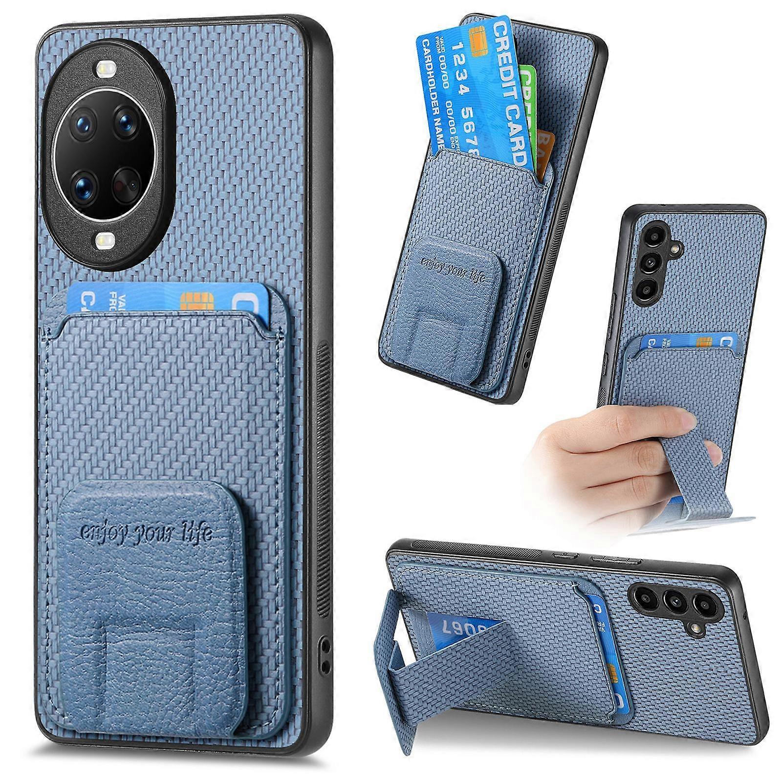Carbon Fiber Card Bag Fold Stand Phone Case