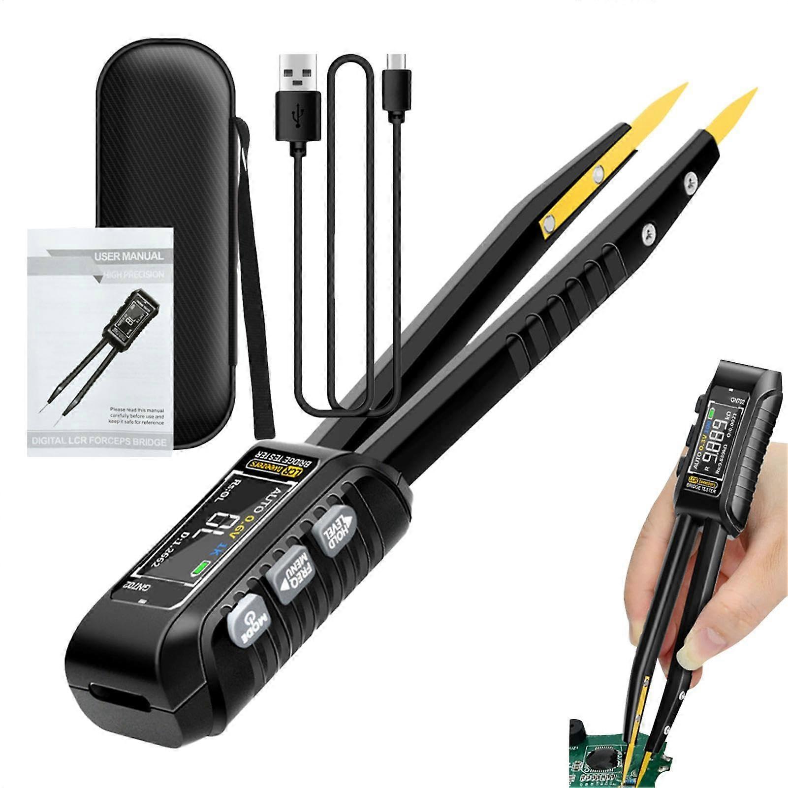 Electronic Component Analyzer, Smart Metering Tweezers  SMD Digital Tweezers Tester  Component Analyzer Intelligent Component Identification for