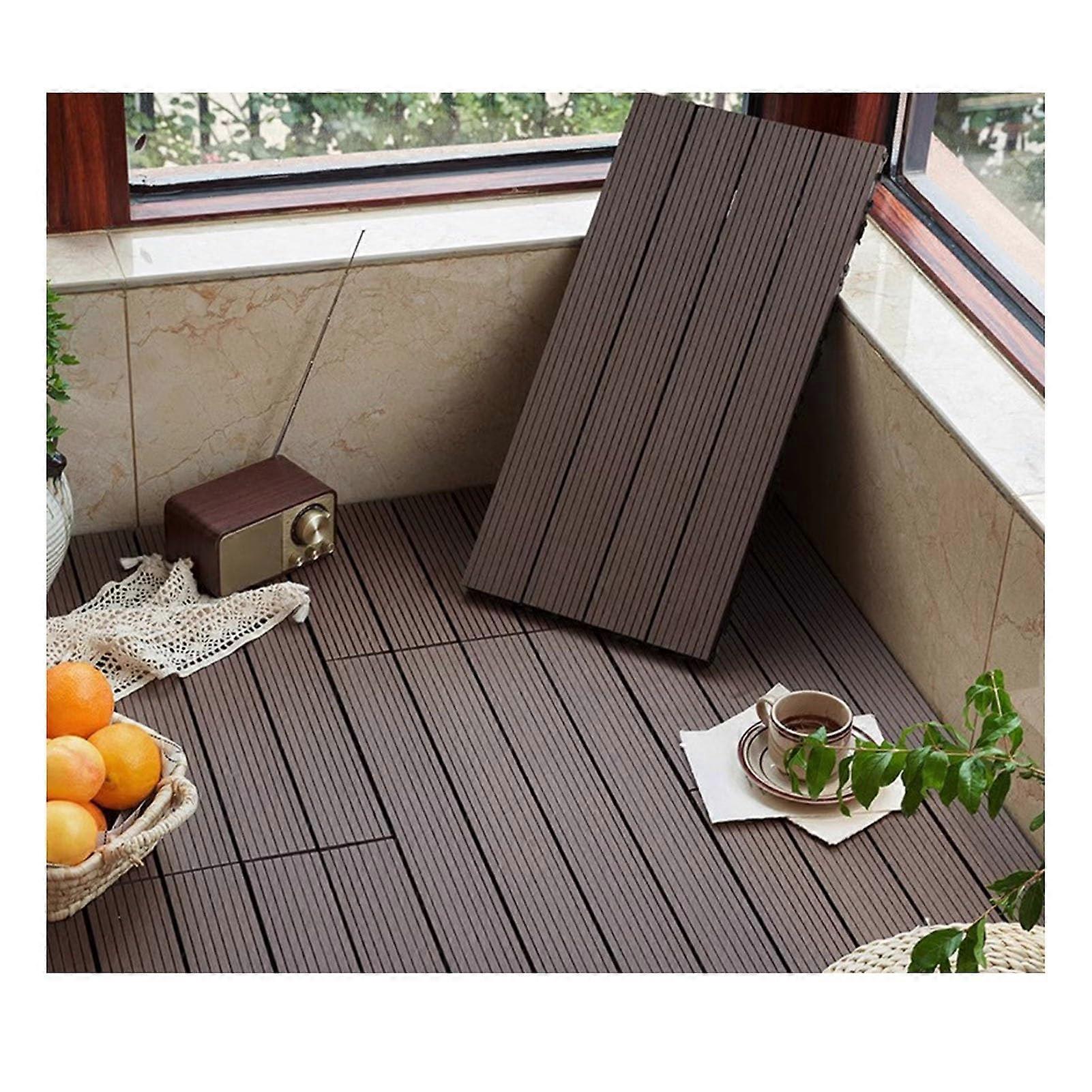 Plastic Plug-In Patio Tiles for Outdoor Flooring, DIY Balcony and Pool Decking, Durable 1 Piece Kit (Model C)