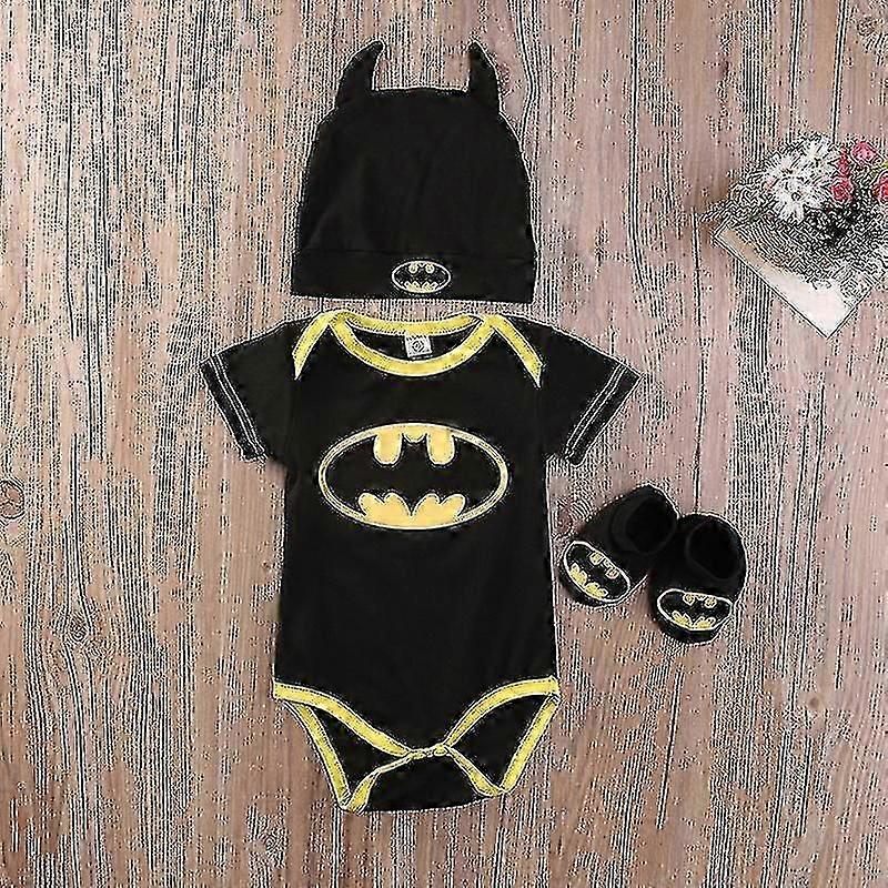 3pc/set 0-2 Yıl Bebek Batman Romper Playsuit Çorap Şapka Kıyafeti