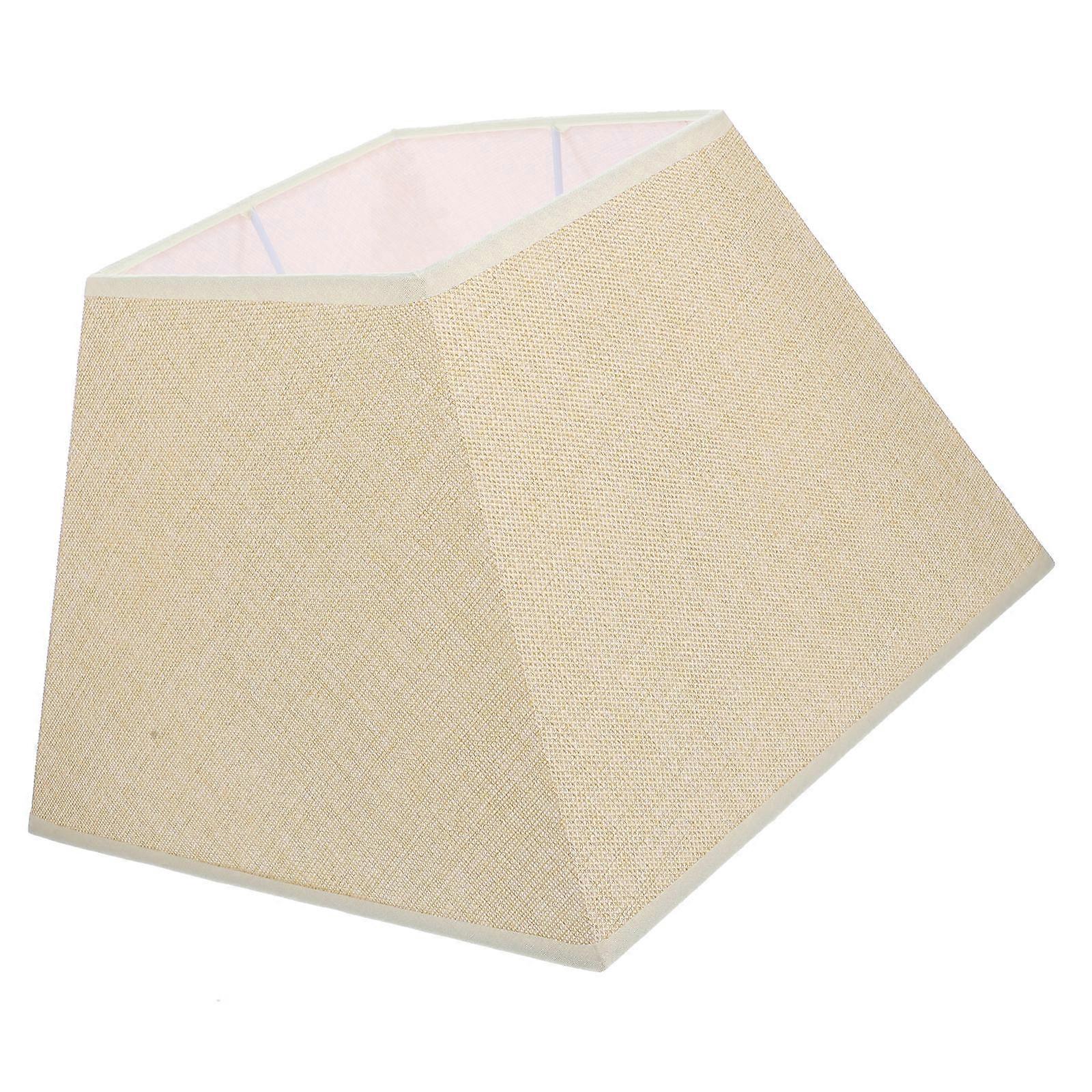 Linen Fabric Lamp Shade Square Table Lamp Accessory Dust Protection Light Yellow 1Pcs
