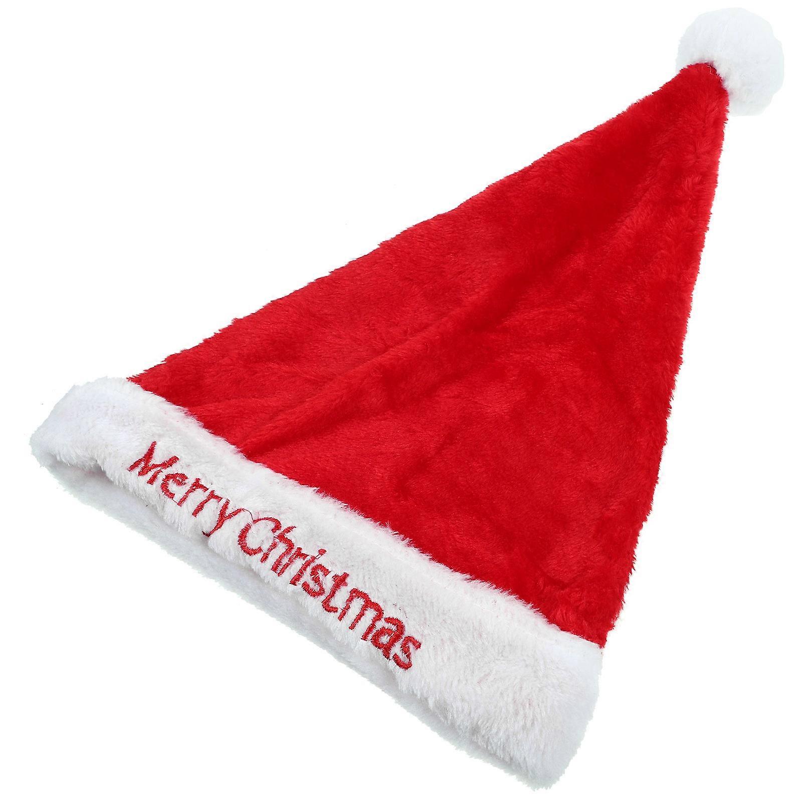 Red Plush Santa Hat for Decoration and Comfortable Christmas Party Accessory 6.5 Inches