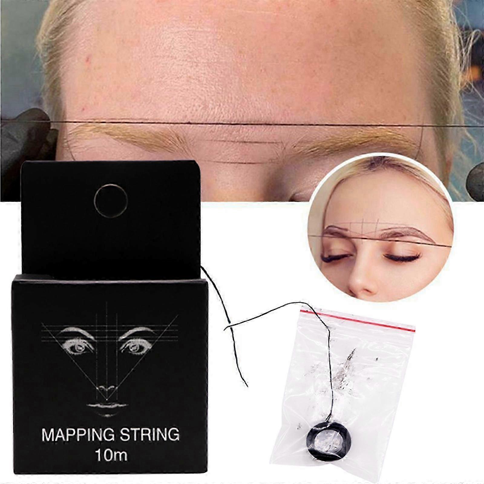 10m Eyebrow Mapping String,pre-inked Black White Eyebrow Thread For Microblading, Measuring Tool For Marking Symmetrical Eyebrows