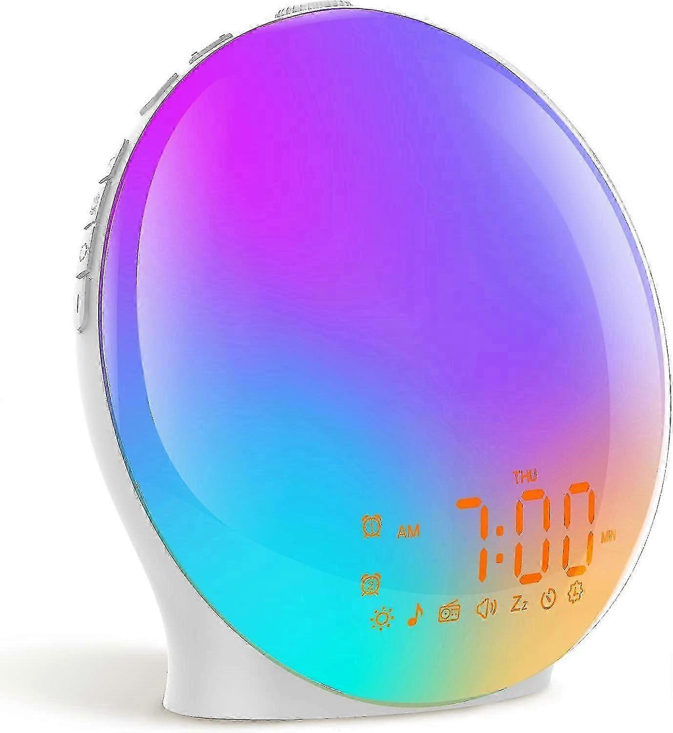 Sunrise Simulation Alarm Clock with Dual Alarms, FM Radio, 8 Sounds, and 3 Light Modes