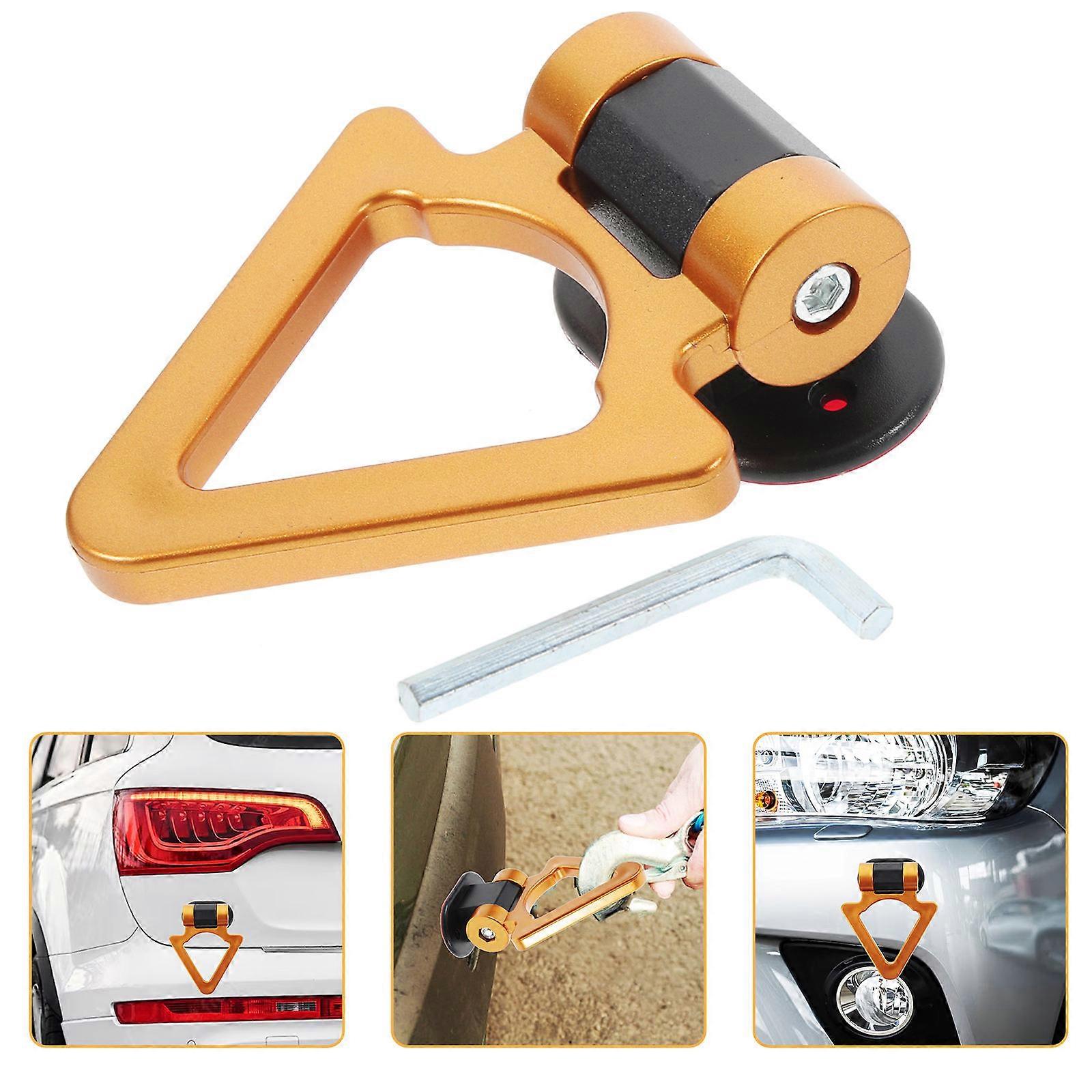 Car Trailer Tow Hook Triangle Towing Accessory For Automobile Decoration Golden Self-Adhesive 1Pack