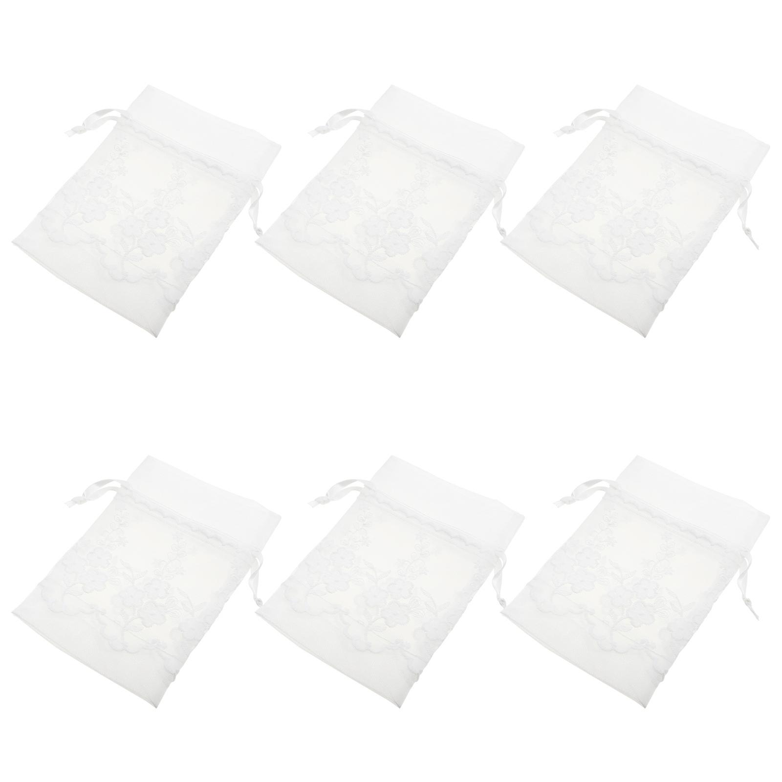 Flower Edge Drawstring Bag Lace Pouch for Storage Use with 6Pcs Transparent Design