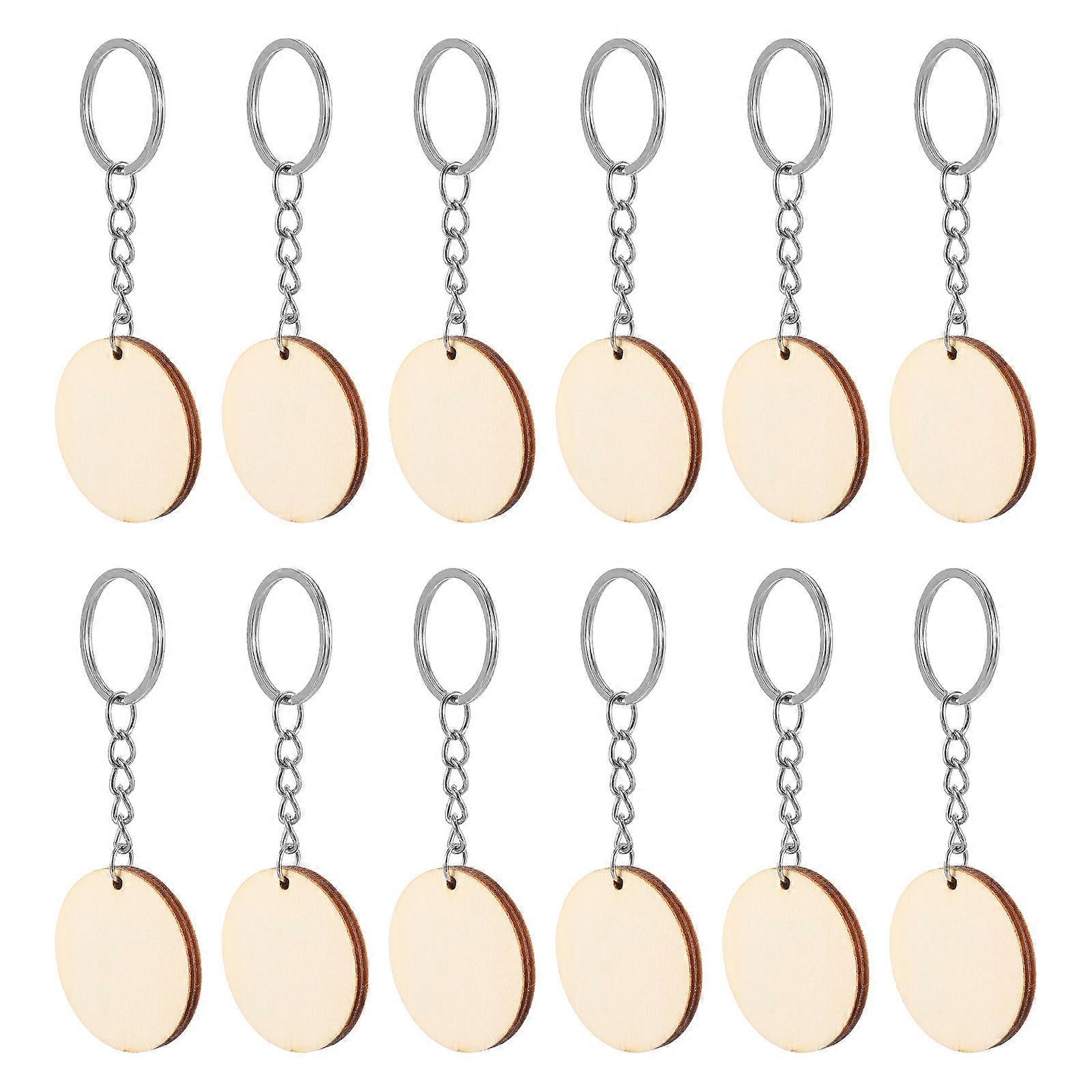Wooden Circle Keychain 50Pcs Assorted Chain Making Kit for Decoration with DIY Versatility