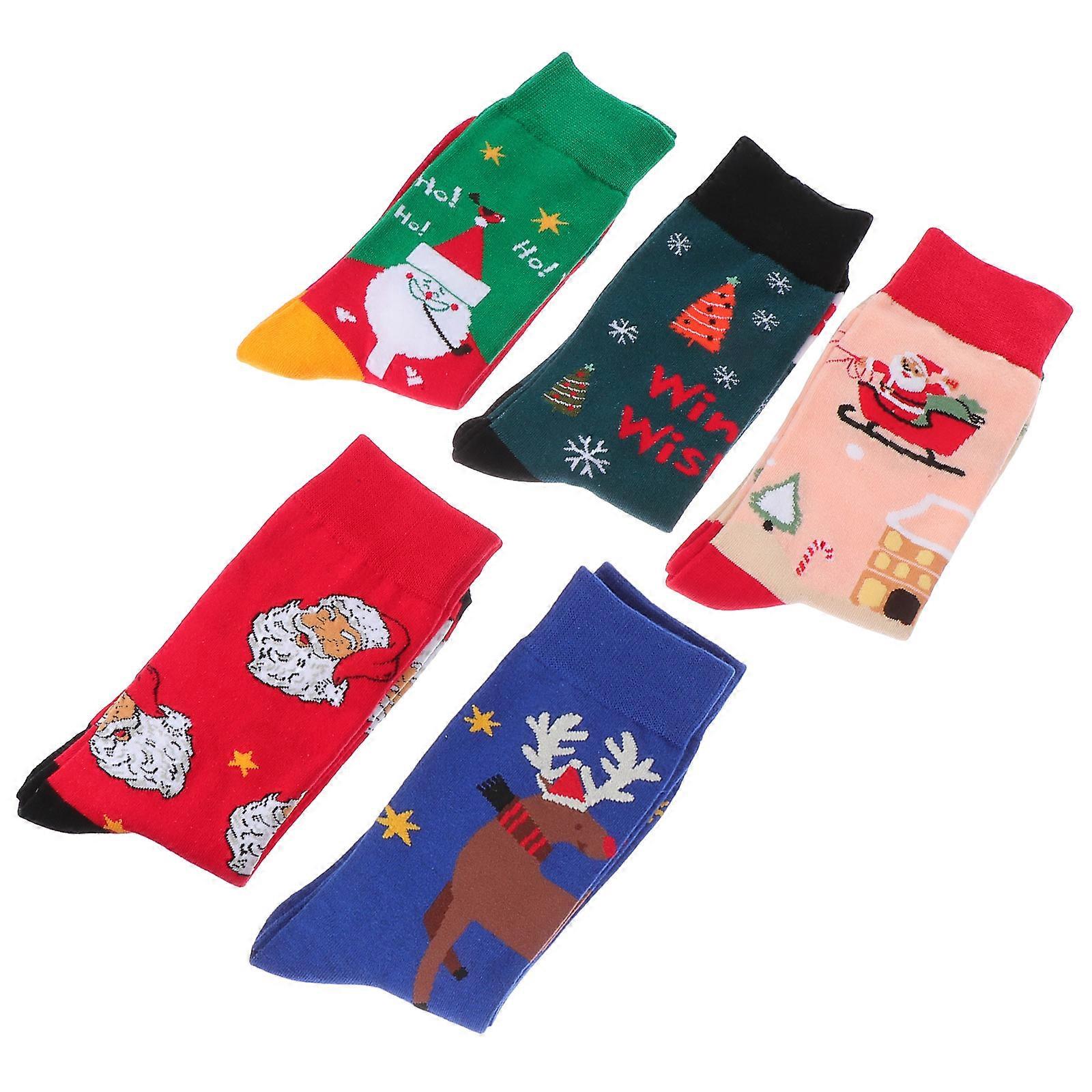 Reindeer Christmas Socks For Festive Gatherings In Assorted Color Offering Warmth And Comfort 5 Pairs