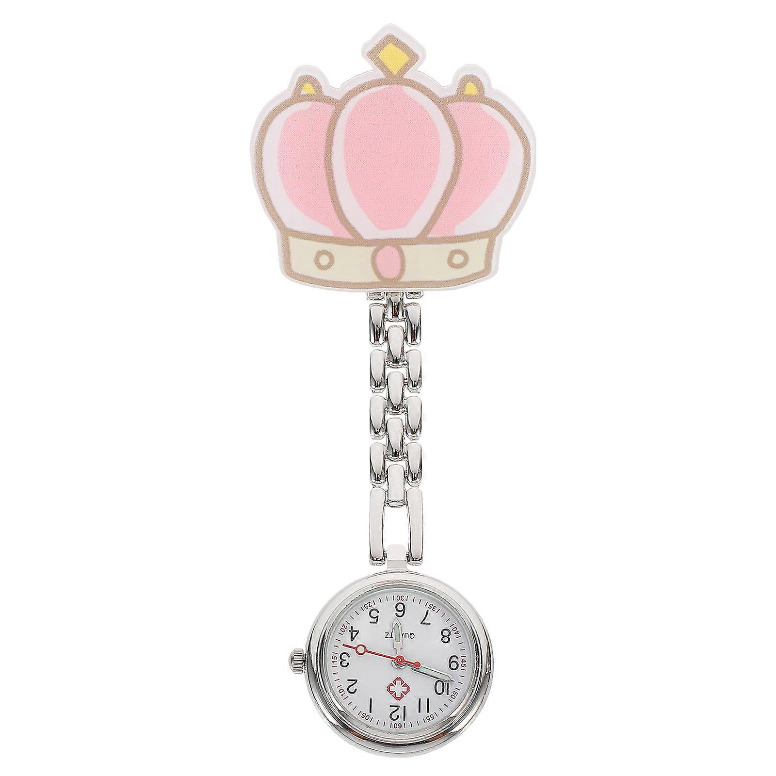 Simple Lovely Pocket Watch 1 Set For Nurses Outing Clip-on Timekeeping Pink
