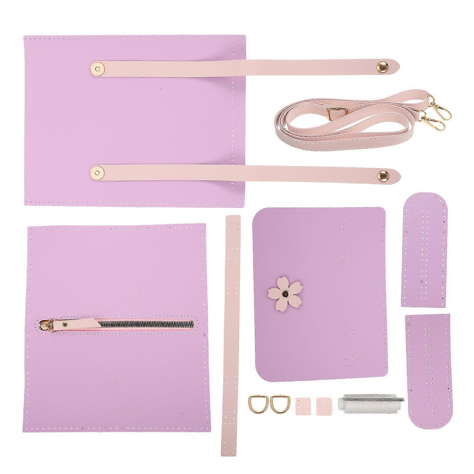 DIY Handmade PU and Alloy Square Shoulder Bag Making Kit Violet Color for Crafts