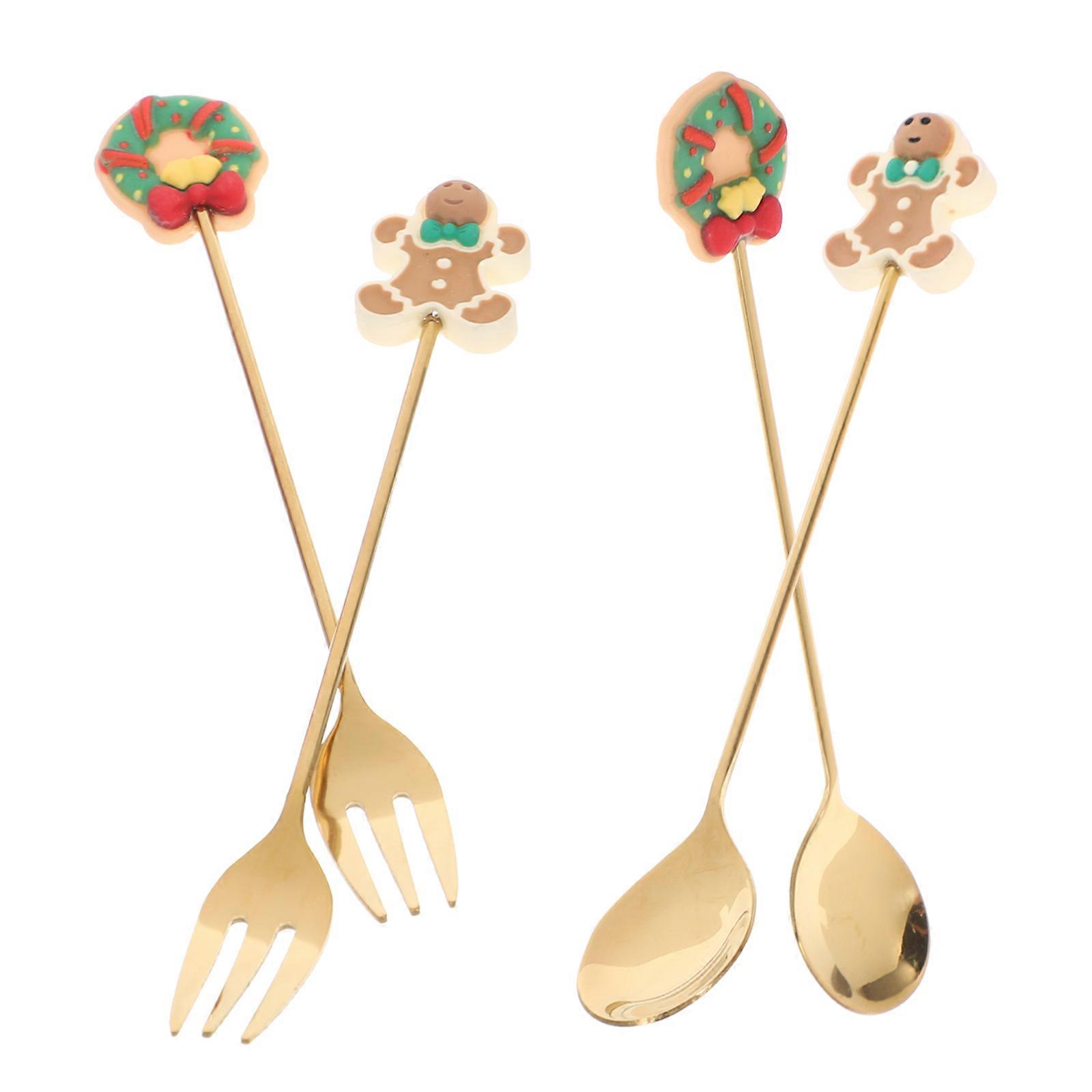 Christmas Theme Dessert Fork Spoons For Adults Restaurant Use Smooth Surface Cutlery 1 Set