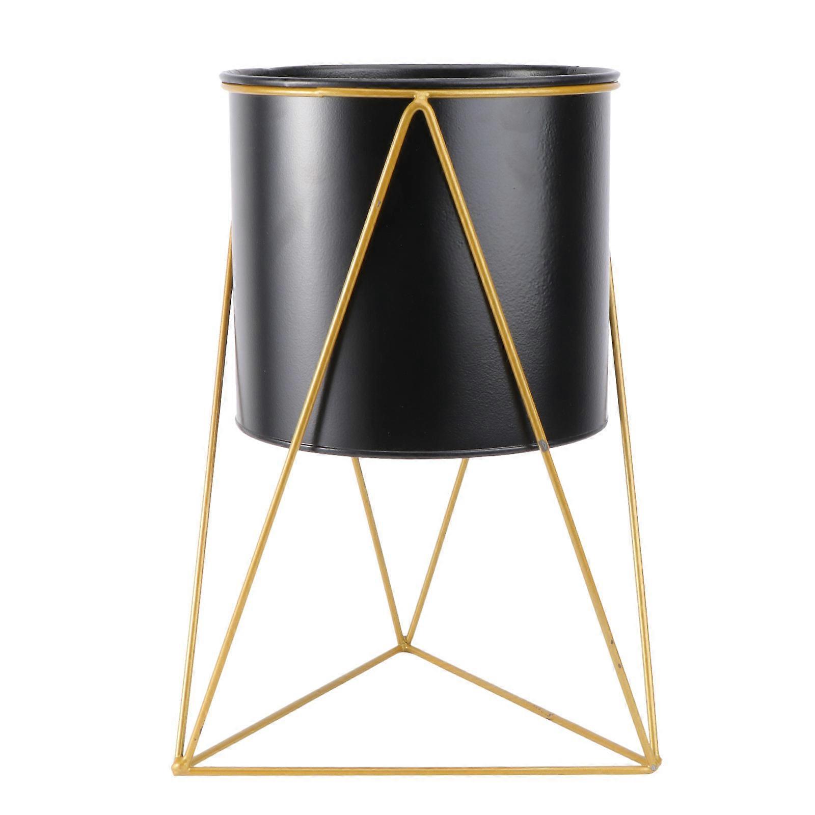 Iron Flowerpot Display Rack Minimalistic Home Decoration Rectangular Black 1Pack