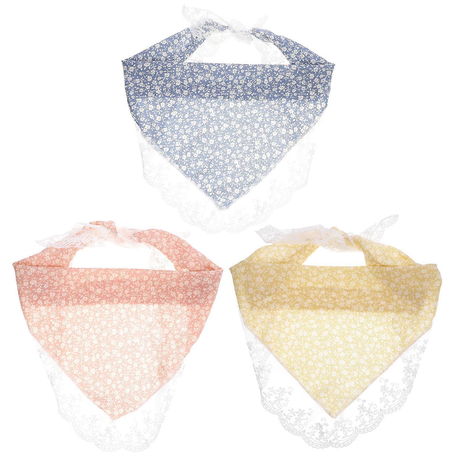 Lenços de cabelo triangular para mulheres Acessório de moda 86X37X0.1CM Cores sortidas leves 3 unidades