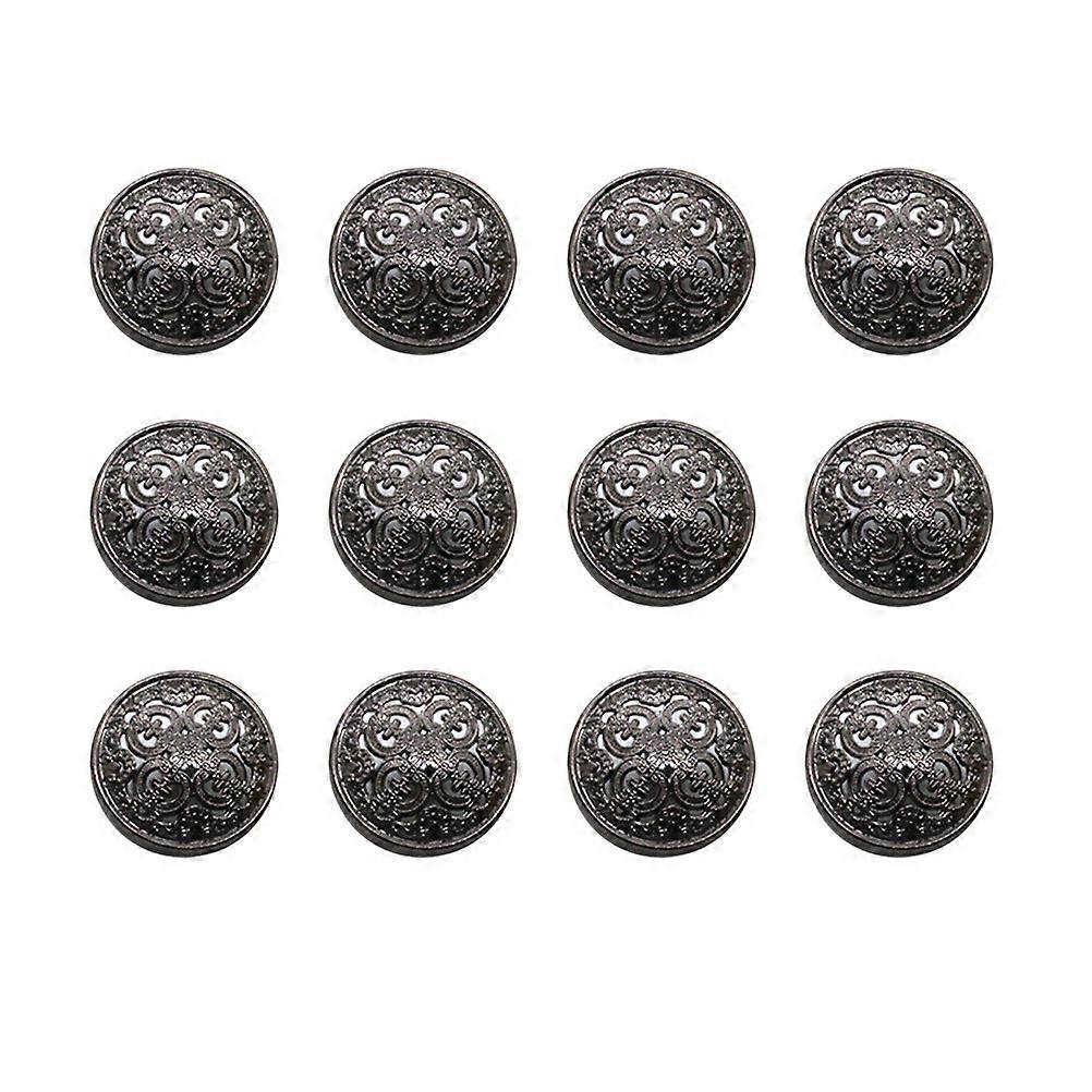 30Pcs Circular Black Metal Buttons For Home Use With Hollow-out Decorative Functionality