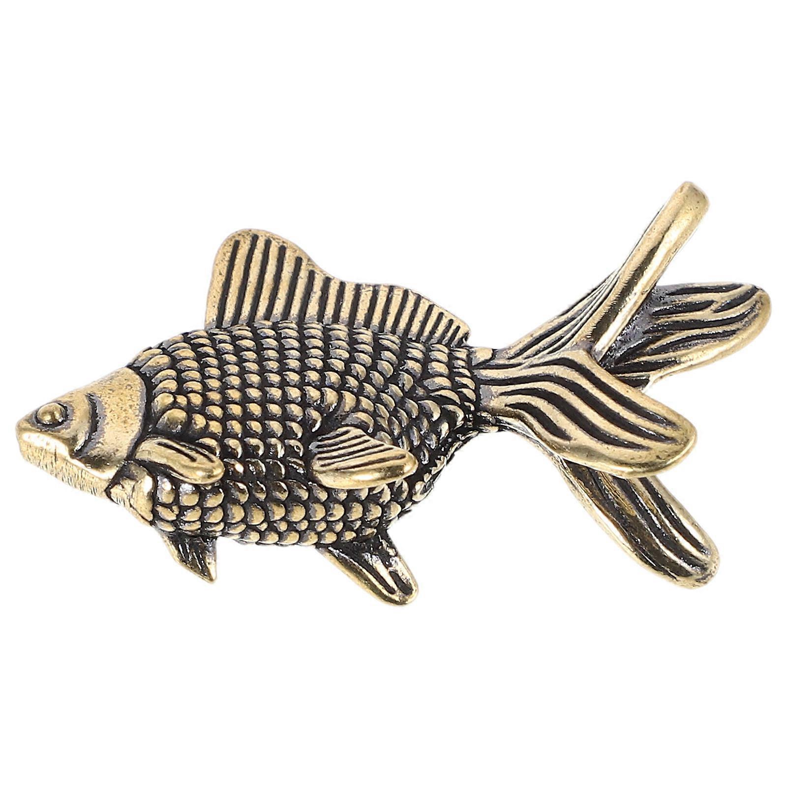 Antique Copper Goldfish Ornament for Feng Shui Home Decor Symbolizing Wealth and Prosperity 4.5 Inches