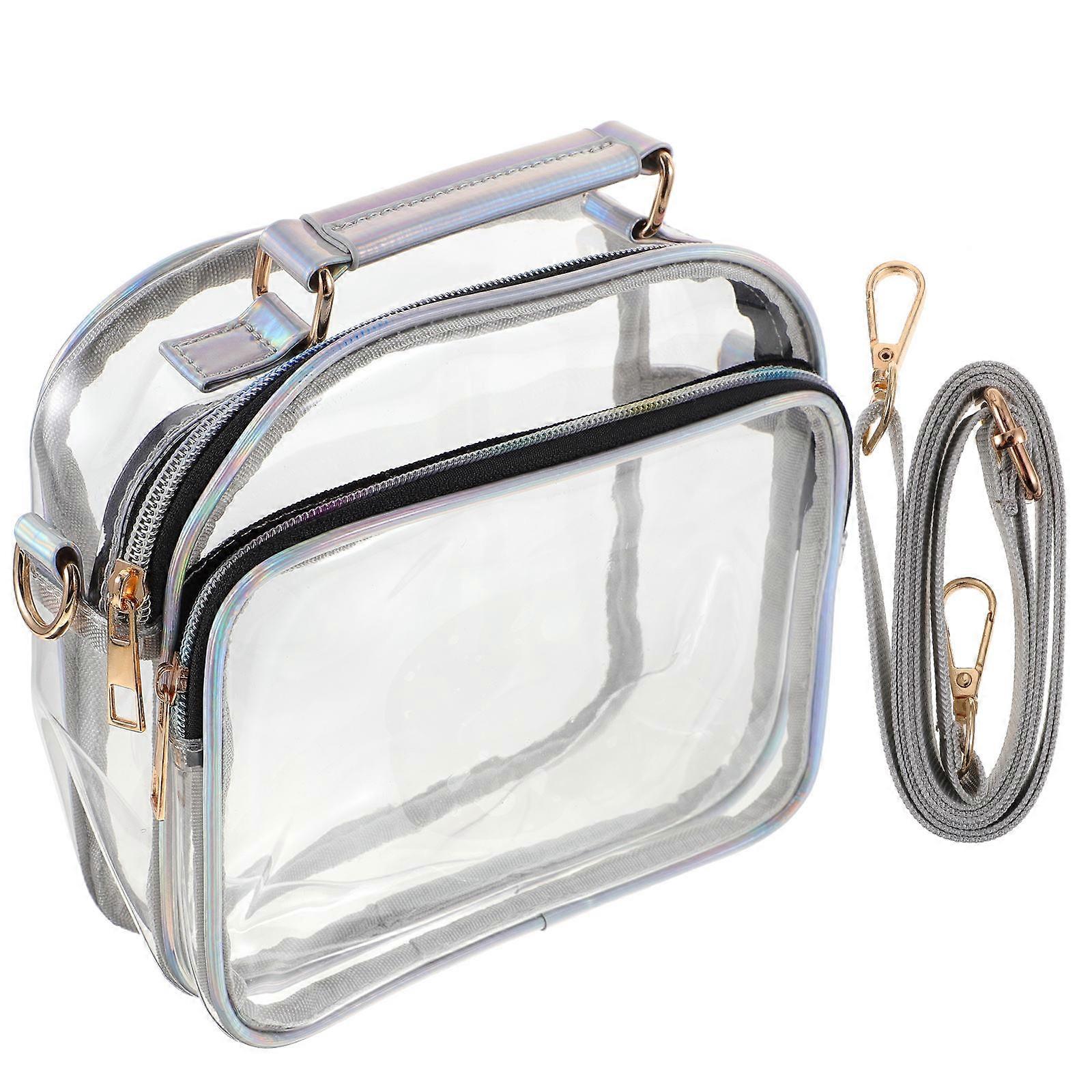Portable Transparent Purse Designed For Travel And Daily Use With Large Capacity Made From Silver PVC 1Set