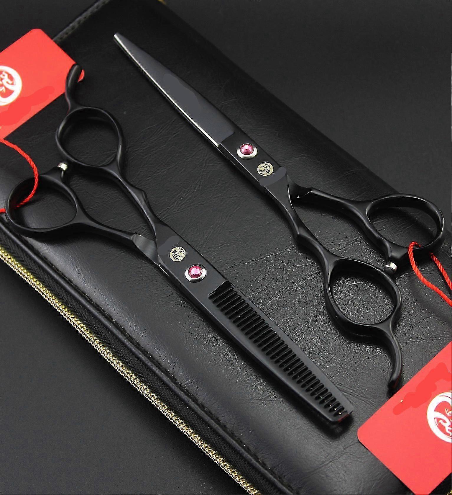 6.0 Inch Baking Varnish Rose Red Left Hand Cut Flat Cut Straight Cut Tooth Cut Thin Cut Left-Handed Scissors Multicolor