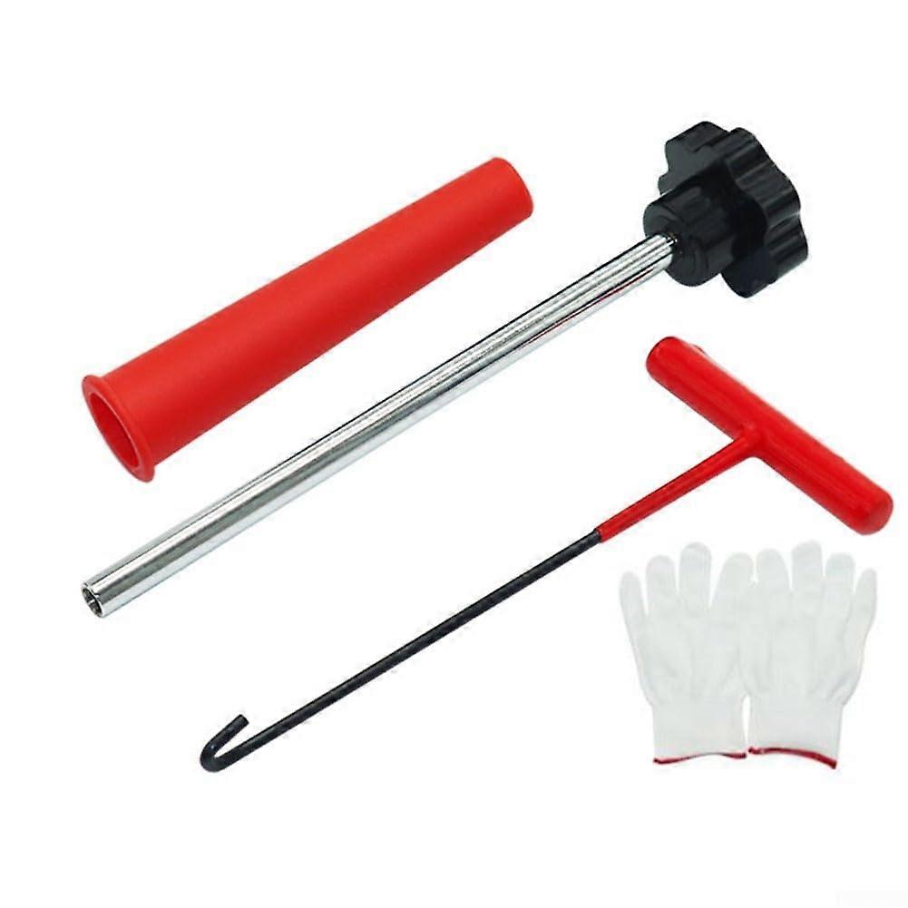 Tire valve installation and  set with userfriendly Thook tool and gloves for comfort