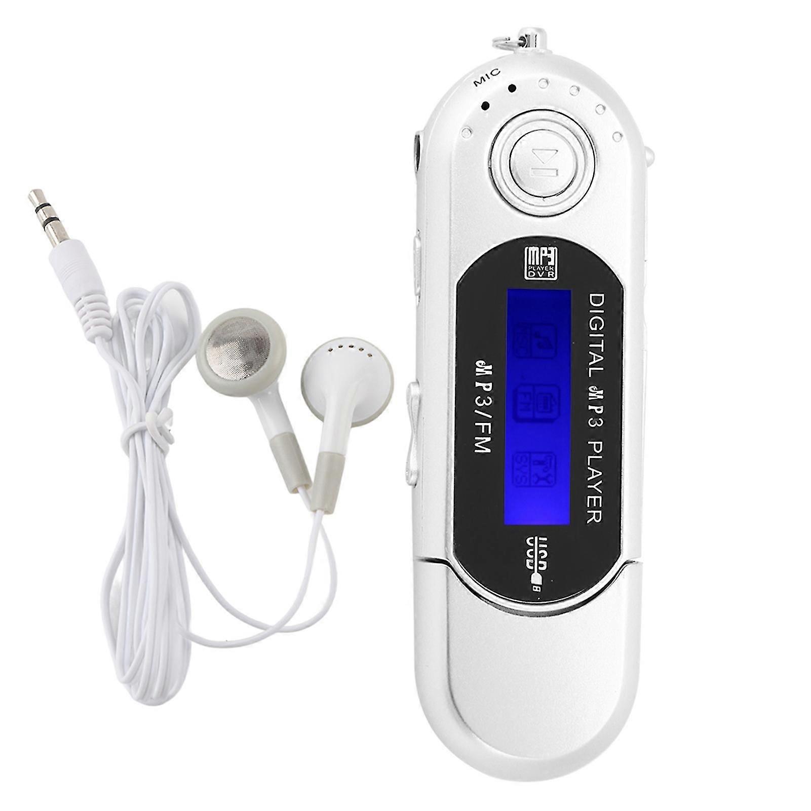 Portable Music MP3 USB Player With LCD Screen FM Radio Voice Memory Card Silver