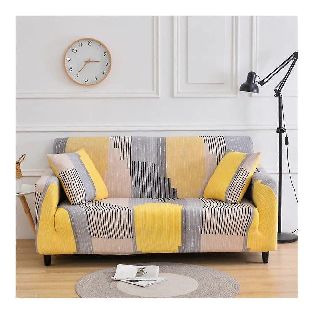 Stylish Floral Printed Stretch Sofa Cover With Elastic Band 1pc 2 Seater