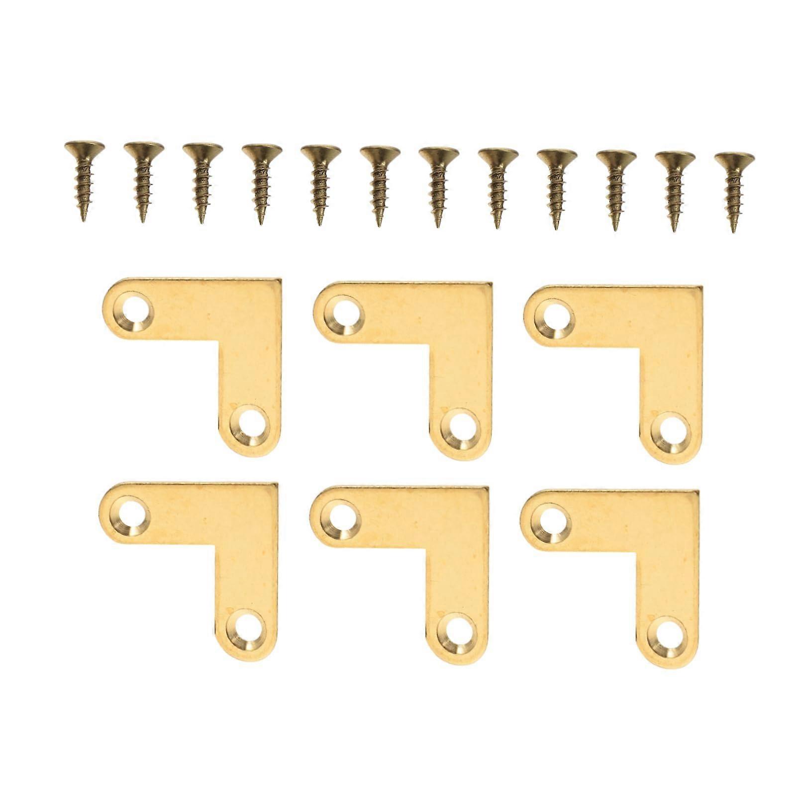 Strong Loadbearing Capacity 6pcs l Shape Brass Flat Corners Easy Install Furniture Connectors Right Angle Bracket Joints