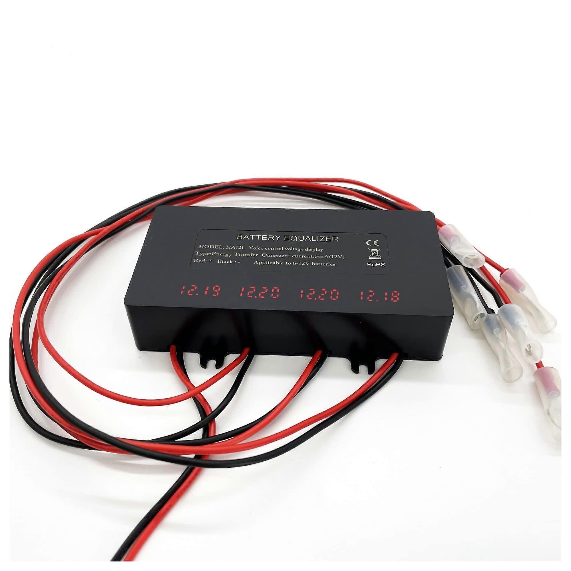 Battery Equalizer Battery Balancer HA12L Waterproof LCD Voltage Indicator for 4X 6V-12V Flood General Meeting Batteries