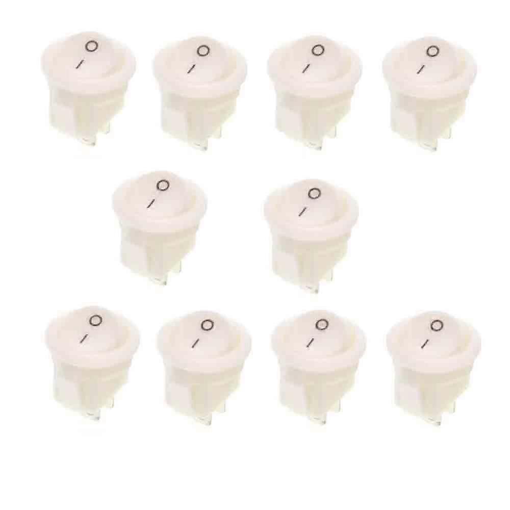 10pcs boat switch circular rocker power switch button 2pin 2gear  2P2T (white 2P2T 15mm)