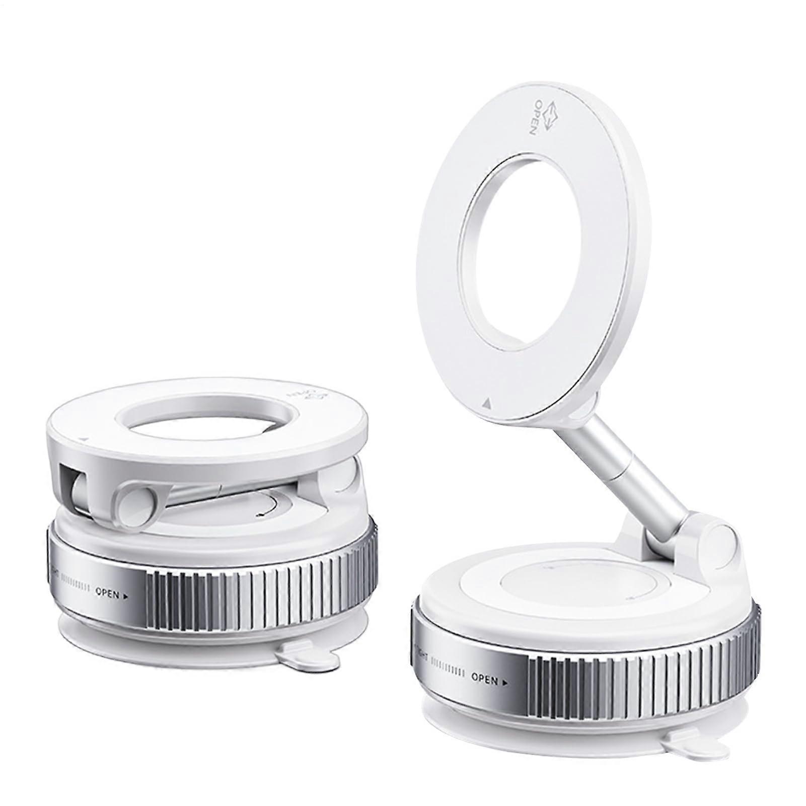 Vacuum Magnetic Suction Phone Holder, 360° Rotating Adjustable Car Mount White
