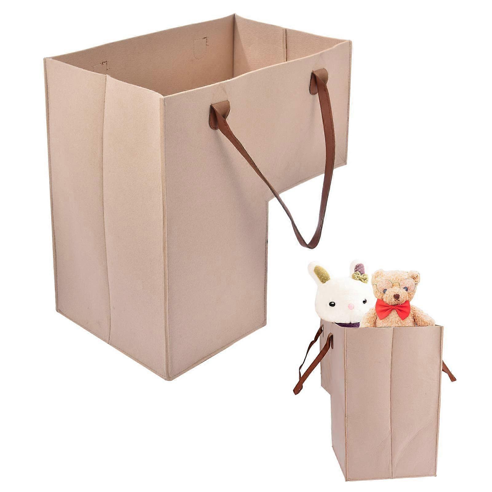 LShape Stair Tidy Storage Organizer with Faux Leather Handles, Beige