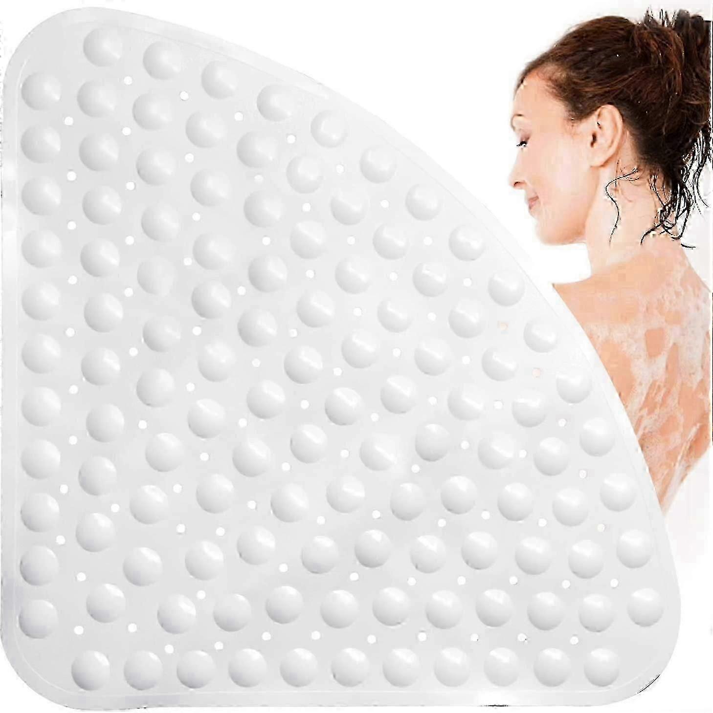 Anti-Slip Shower Mat with Drainage Hole, 54x54cm, Antibacterial & Triangular