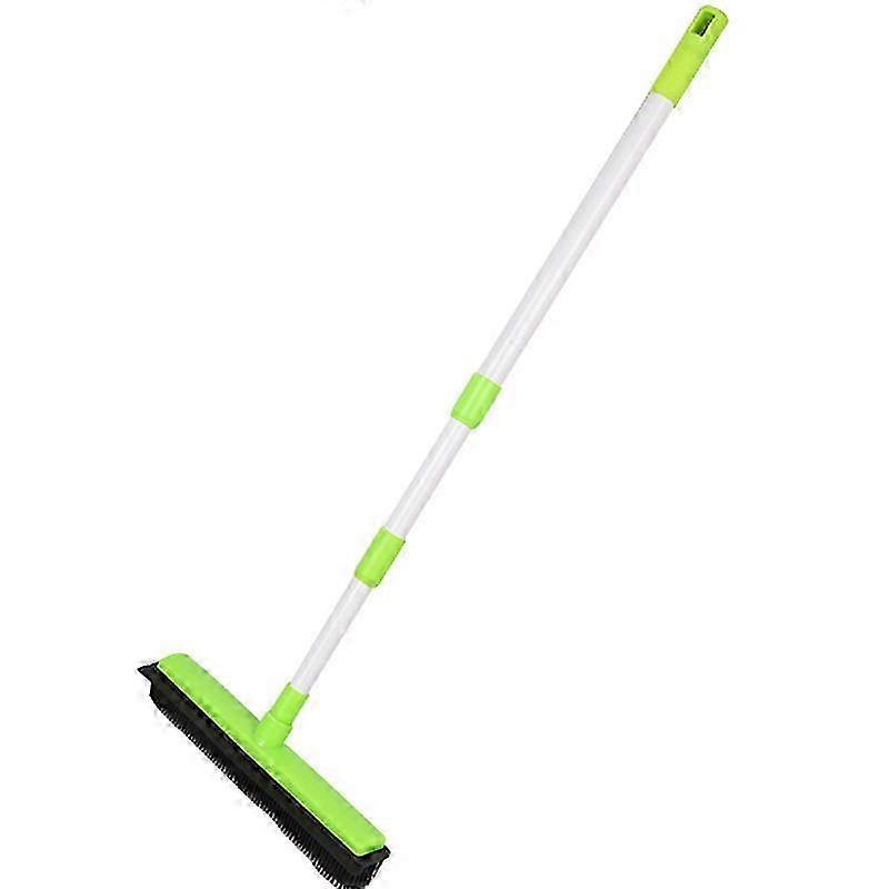 Long Handle Rubber Brush Push Broom with Squeegee Edge
