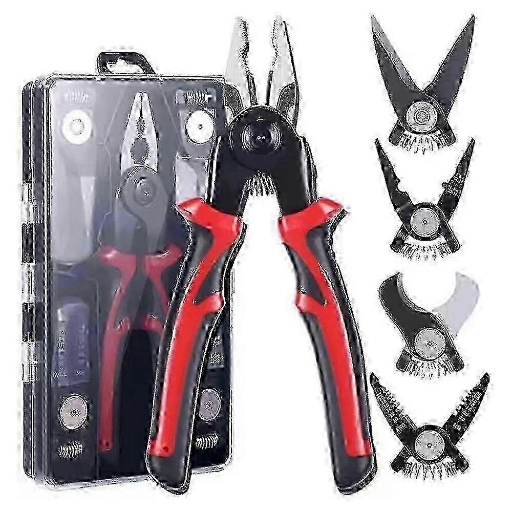 5-in-1 Multi-Purpose Heavy Duty Tool Set with Interchangeable Hand Tools in Red & Black