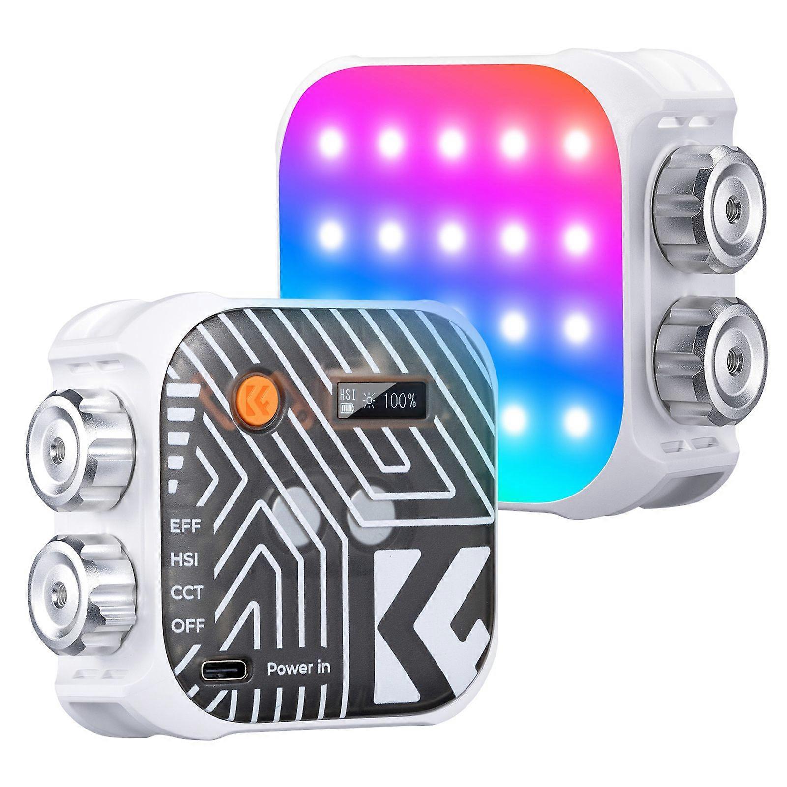 K&F CONCEPT Pocket RGB Video Light Magnetic LED Fill Light Video Conference Lighting CRI96+ 2500K-9900K Dimmable 21 Lighting Effects for Vlog Selfie L